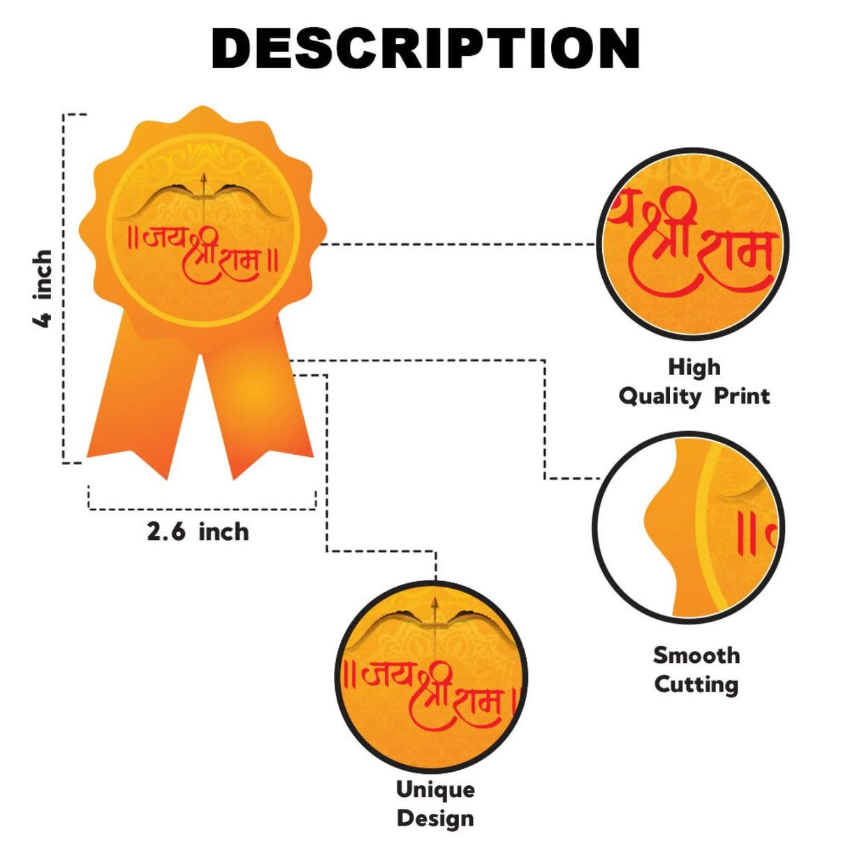 Set of 10 Jai Shree Ram Badges for Bhakts Devotees Men Women Jai Shri Ram Paper Badge for Ram Navami Vijayadashami Pooja Traditional Hindu Occasion Religious Processions - LoveNspire