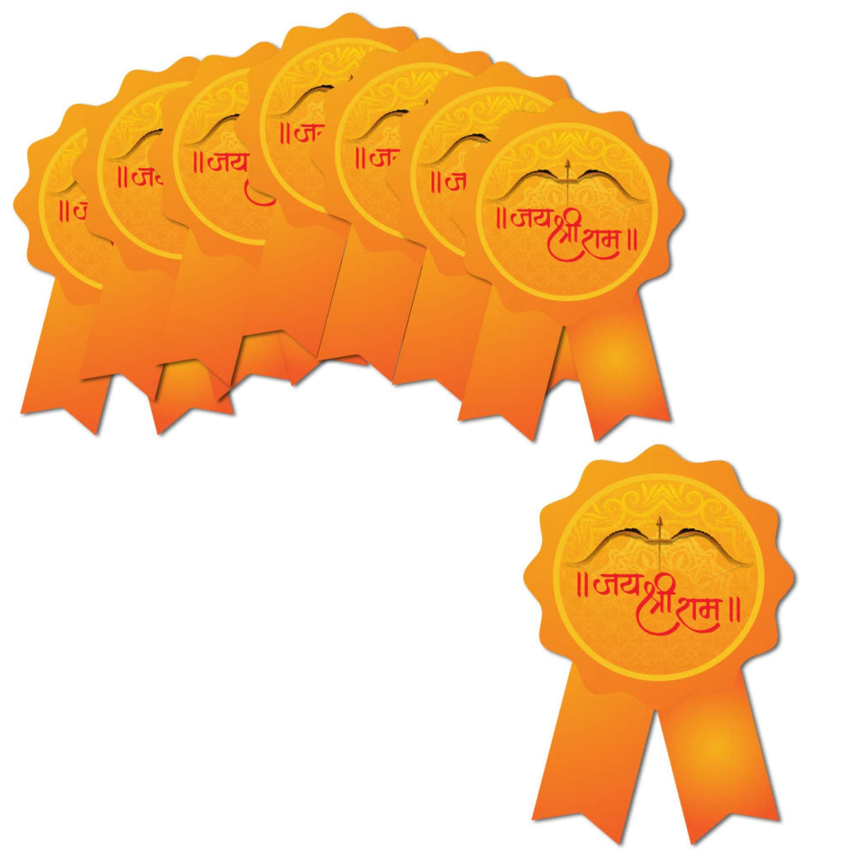 Set of 10 Jai Shree Ram Badges for Bhakts Devotees Men Women Jai Shri Ram Paper Badge for Ram Navami Vijayadashami Pooja Traditional Hindu Occasion Religious Processions - LoveNspire