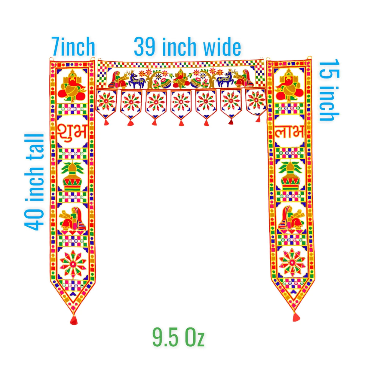 3 Pcs Indian Fabric Door Toran 39 Inch Ganesha Shubh Labh Bhandarwal Hanging Valance Traditional Wall Decorative for Window Home Temple Decor Wedding Diwali Navratri Puja Housewarming Decor - LoveNspire