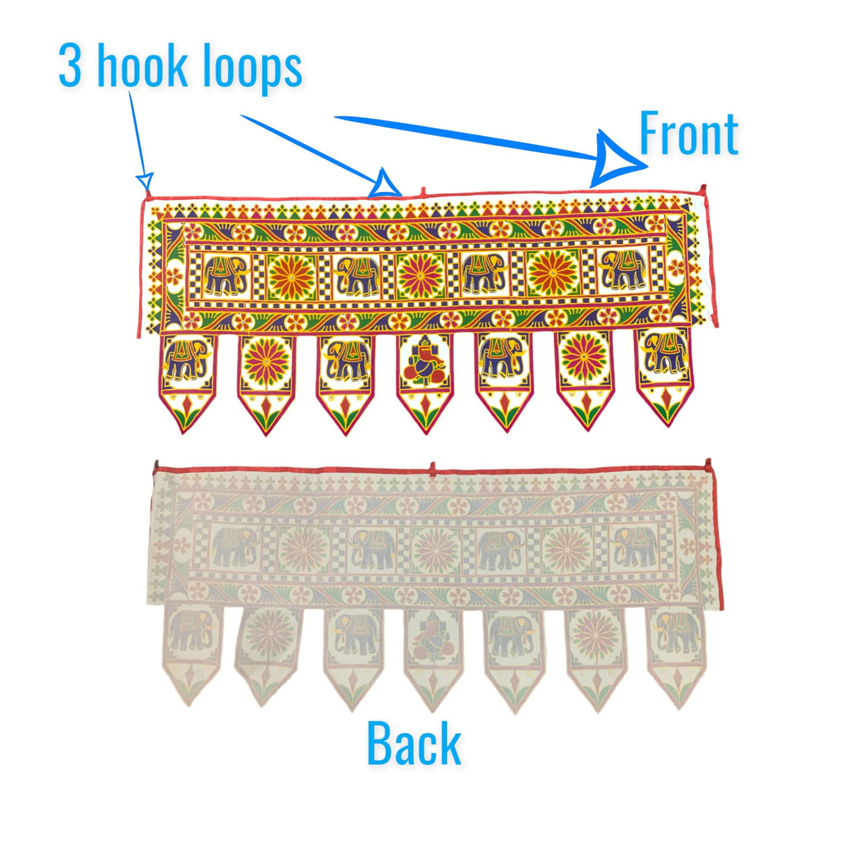 3 Pcs Indian Fabric Door Toran 42 Inch Ganesha Shubh Labh Bhandarwal Hanging Valance Traditional Wall Decorative for Window Home Temple Decor Wedding Diwali Navratri Puja Housewarming Decor - LoveNspire
