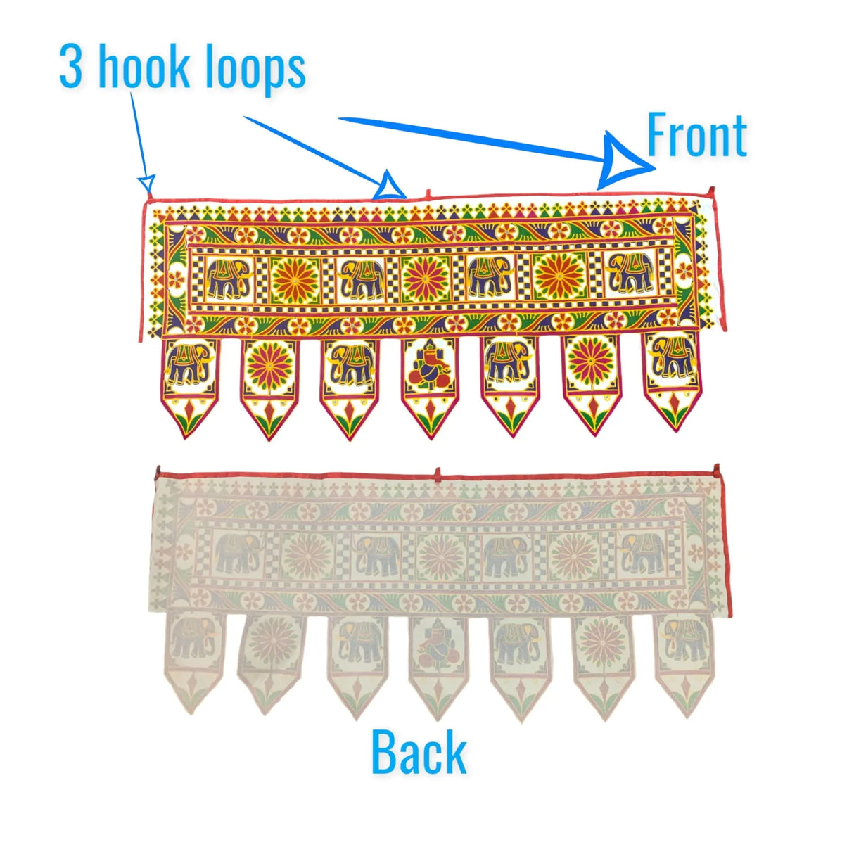3 Pcs Indian Fabric Door Toran 42 Inch Ganesha Shubh Labh Bhandarwal Hanging Valance Traditional Wall Decorative for Window Home Temple Decor Wedding Diwali Navratri Puja Housewarming Decor - LoveNspire