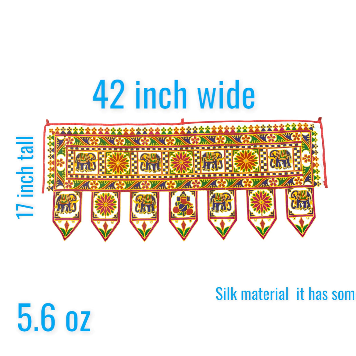 3 Pcs Indian Fabric Door Toran 42 Inch Ganesha Shubh Labh Bhandarwal Hanging Valance Traditional Wall Decorative for Window Home Temple Decor Wedding Diwali Navratri Puja Housewarming Decor - LoveNspire