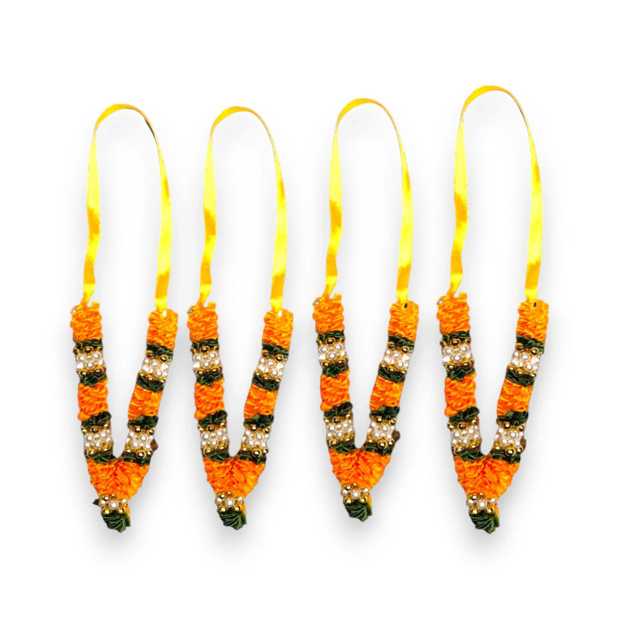 Set of 4 Mini Idol Mala 4.5 Inches God Goddess Haar Mala Makhmali Bhagwan Haar Idol Diwali Pooja Item Garland for Photo Frame God Shringar Reusable Mala - LoveNspire