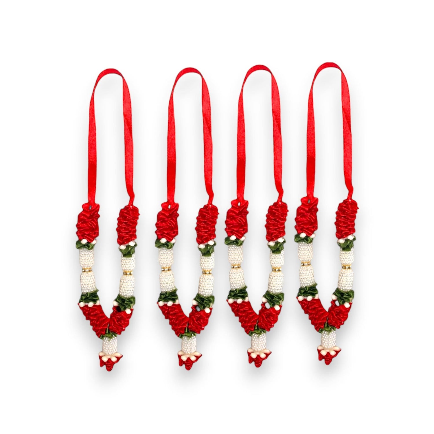Set of 4 Mini Idol Mala 4.5 Inches God Goddess Haar Mala Makhmali Bhagwan Haar Idol Diwali Pooja Item Garland for Photo Frame God Shringar Reusable Mala - LoveNspire