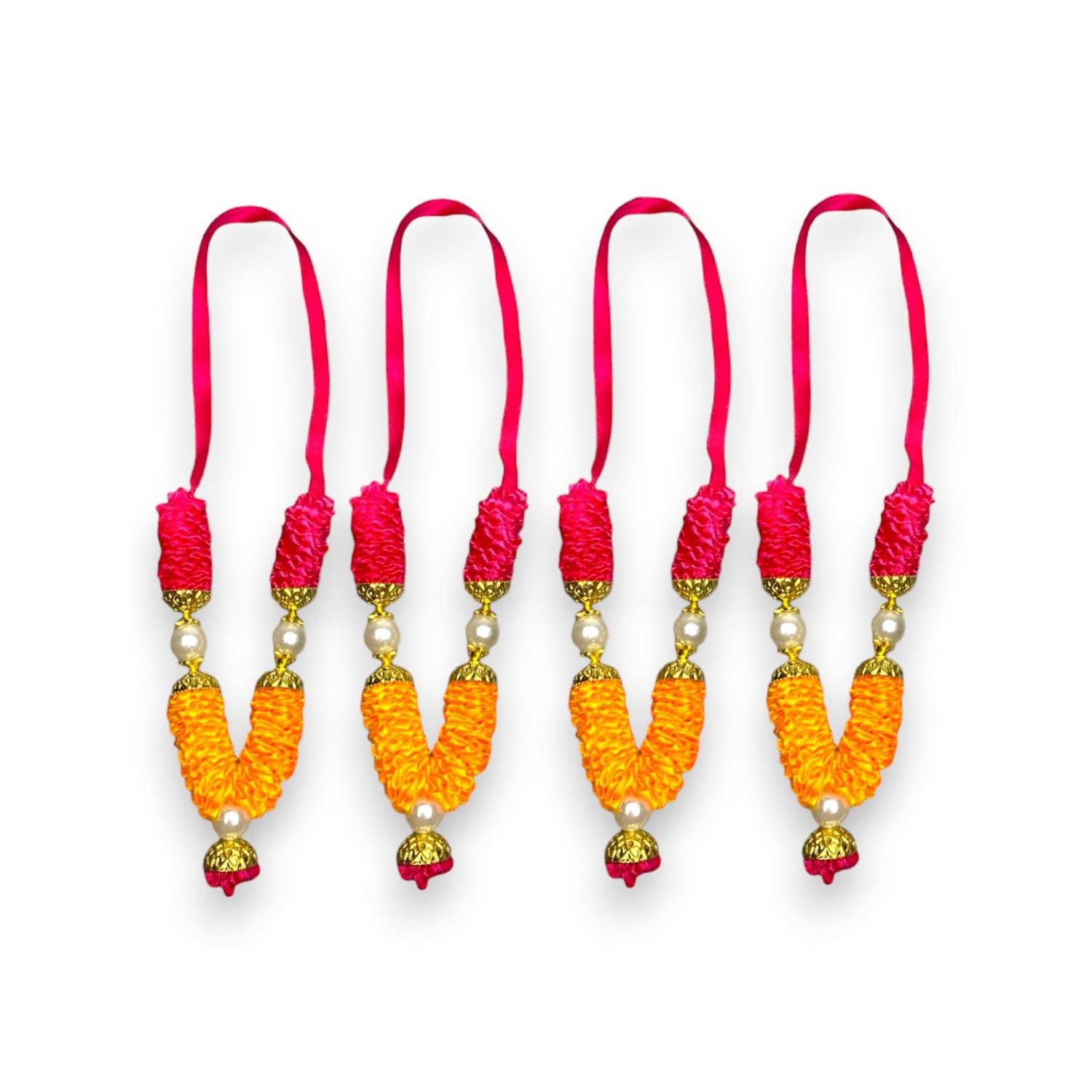 Set of 4 Mini Idol Mala 4.5 Inches God Goddess Haar Mala Makhmali Bhagwan Haar Idol Diwali Pooja Item Garland for Photo Frame God Shringar Reusable Mala - LoveNspire