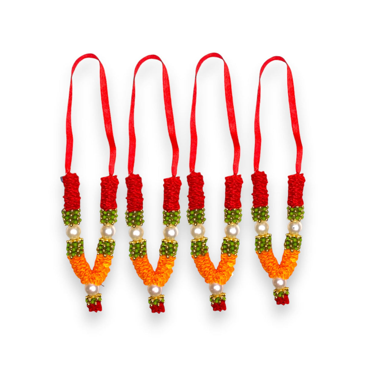 Set of 4 Mini Idol Mala 4.5 Inches God Goddess Haar Mala Makhmali Bhagwan Haar Idol Diwali Pooja Item Garland for Photo Frame God Shringar Reusable Mala - LoveNspire