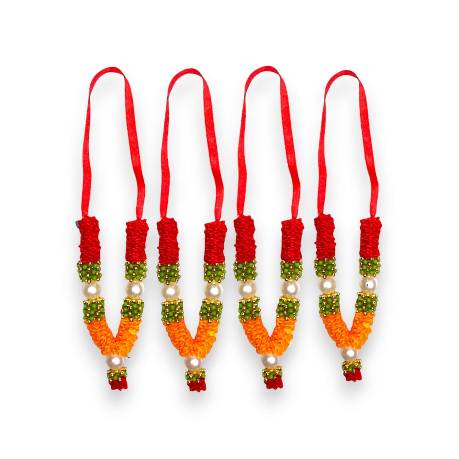 Set of 4 Mini Idol Mala 4.5 Inches God Goddess Haar Mala Makhmali Bhagwan Haar Idol Diwali Pooja Item Garland for Photo Frame God Shringar Reusable Mala - LoveNspire