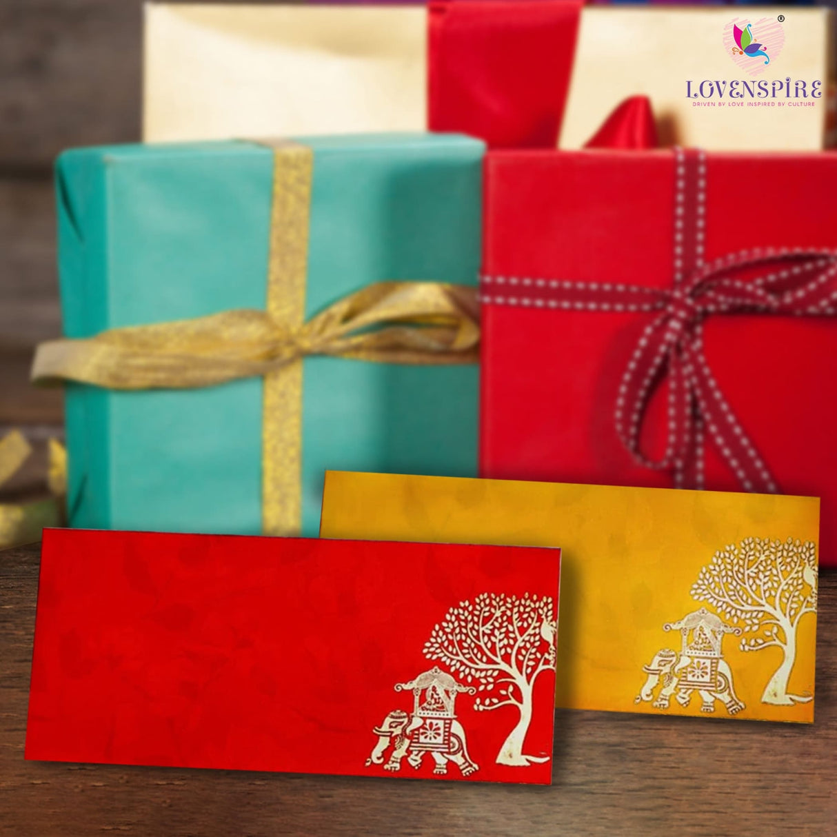 Shagun Gift Envelopes Assorted Color Doli on Elephant Tree Design Money Holder Fancy Packet Lifafa Money Envelope for Cash Gifts Christmas Diwali Easter Birthday Wedding - LoveNspire