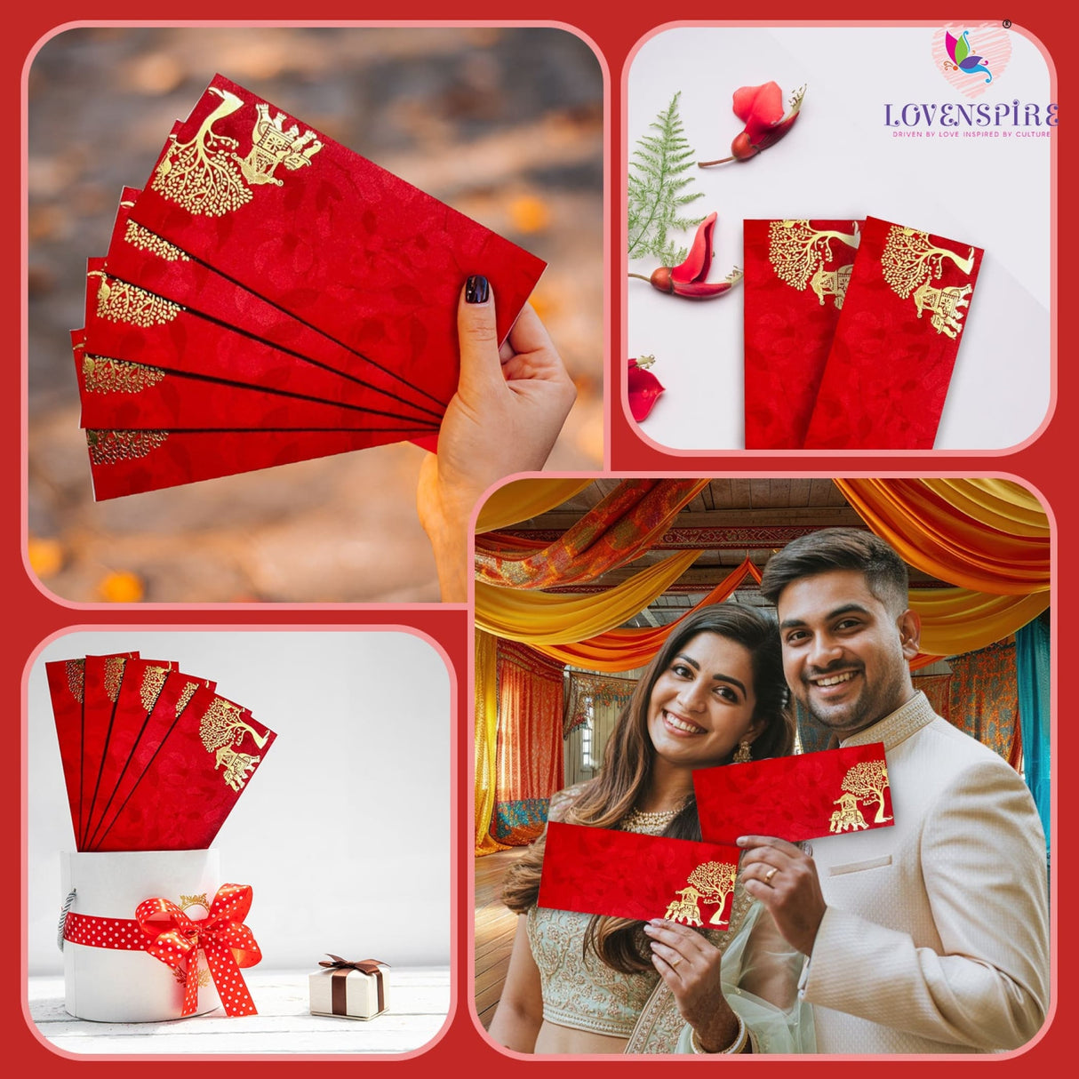 Shagun Gift Envelopes Assorted Color Doli on Elephant Tree Design Money Holder Fancy Packet Lifafa Money Envelope for Cash Gifts Christmas Diwali Easter Birthday Wedding - LoveNspire