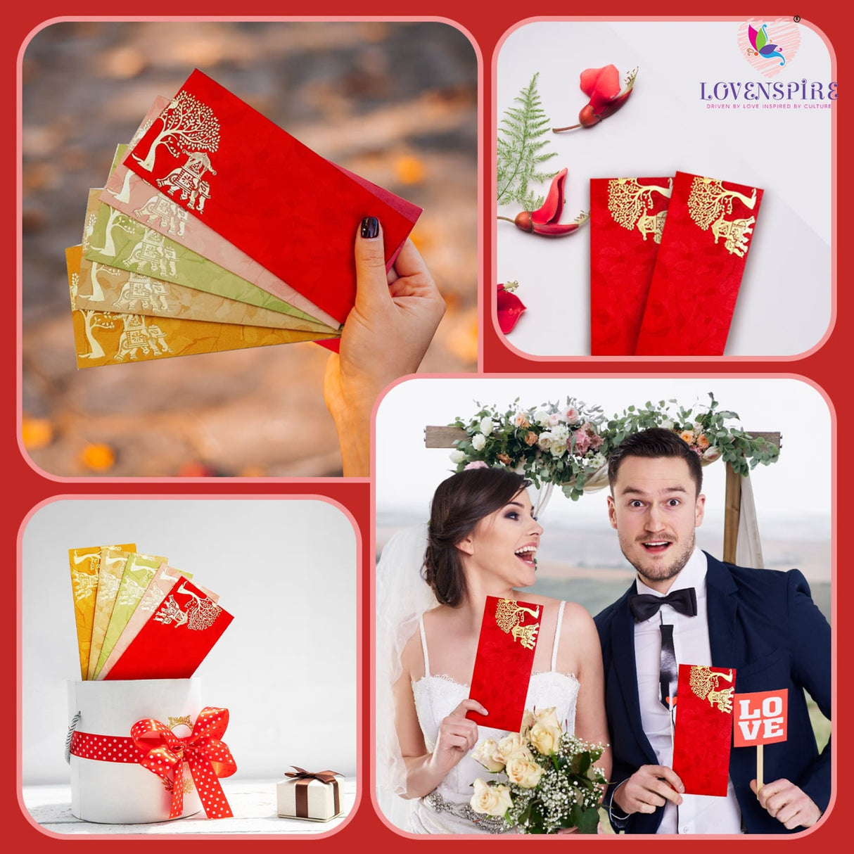 Shagun Gift Envelopes Assorted Color Doli on Elephant Tree Design Money Holder Fancy Packet Lifafa Money Envelope for Cash Gifts Christmas Diwali Easter Birthday Wedding - LoveNspire
