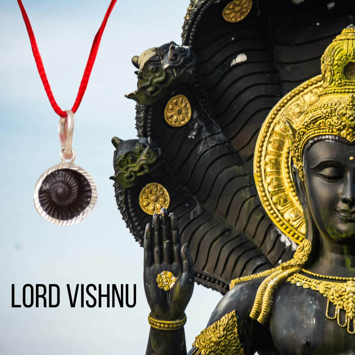 Shaligram Pendant Necklace Natural Sudarshan Silver Plated Pendant Locket from Nepal Gandaki River Chakra Lord Vishnu Energized Certified Saligram Pendant for Blessing & Prosperity (1 Pcs) - LoveNspire