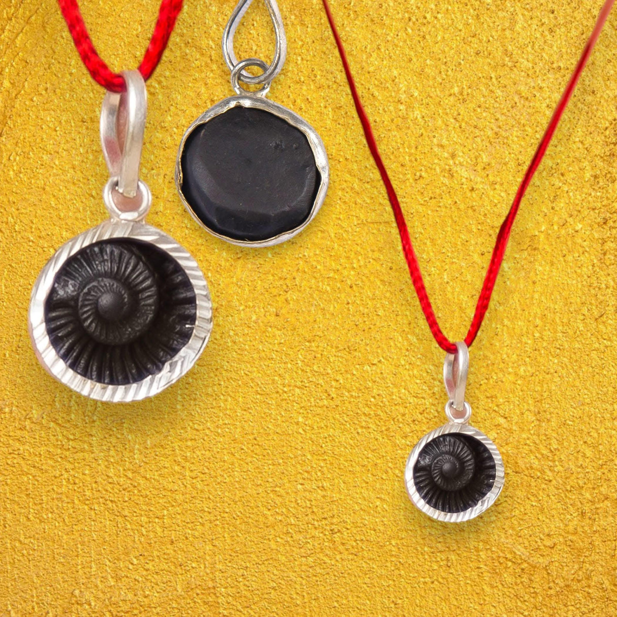 Shaligram Pendant Necklace Natural Sudarshan Silver Plated Pendant Locket from Nepal Gandaki River Chakra Lord Vishnu Energized Certified Saligram Pendant for Blessing & Prosperity (1 Pcs) - LoveNspire