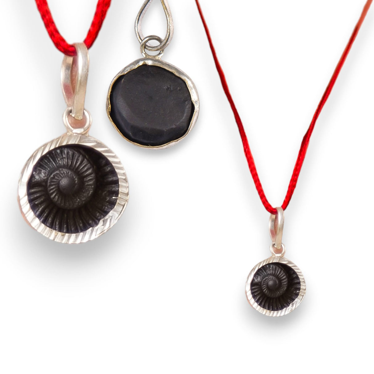 Shaligram Pendant Necklace Natural Sudarshan Silver Plated Pendant Locket from Nepal Gandaki River Chakra Lord Vishnu Energized Certified Saligram Pendant for Blessing & Prosperity (1 Pcs) - LoveNspire