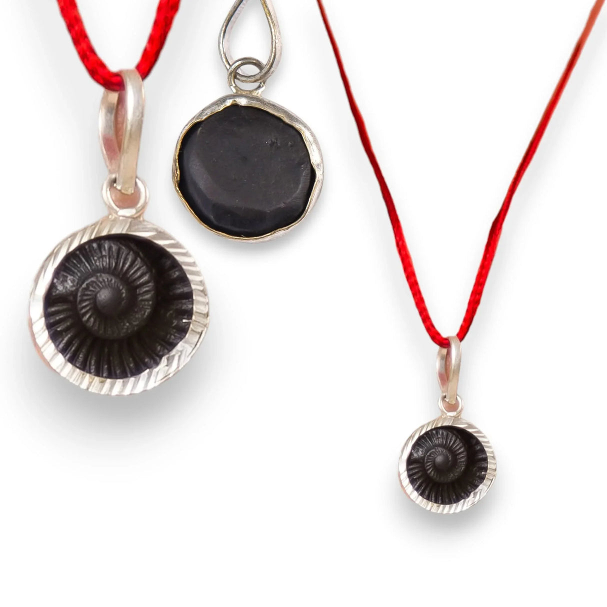 Shaligram Pendant Necklace Natural Sudarshan Silver Plated Pendant Locket from Nepal Gandaki River Chakra Lord Vishnu Energized Certified Saligram Pendant for Blessing & Prosperity (1 Pcs) - LoveNspire