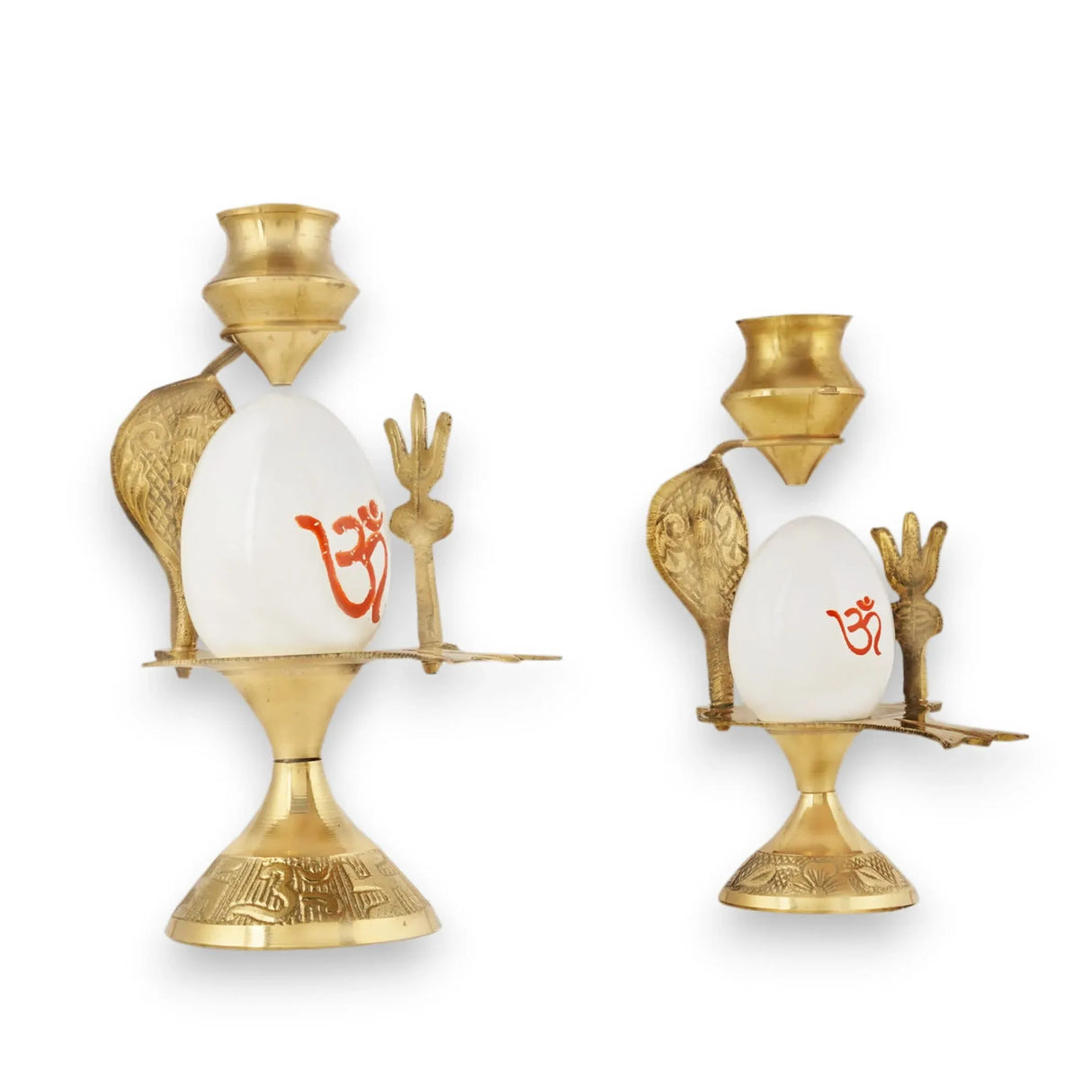 Shiva Lingam Shivling with Sheshnag Trishul Copper Stand & Matki (lota) for Hindu Festive Pooja Maha Shivratri Indian Puja Home Temple Mandir Decor -white Lord Shiva Om Sculpture (4/5 Inch) - LoveNspire