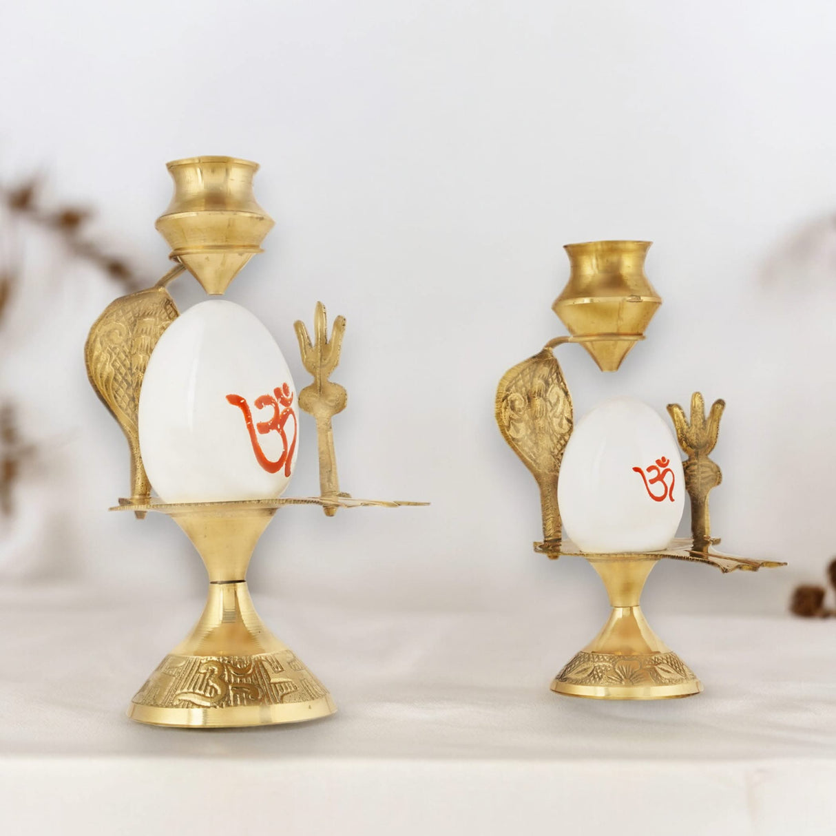 Shiva Lingam Shivling with Sheshnag Trishul Copper Stand & Matki (lota) for Hindu Festive Pooja Maha Shivratri Indian Puja Home Temple Mandir Decor -white Lord Shiva Om Sculpture (4/5 Inch) - LoveNspire