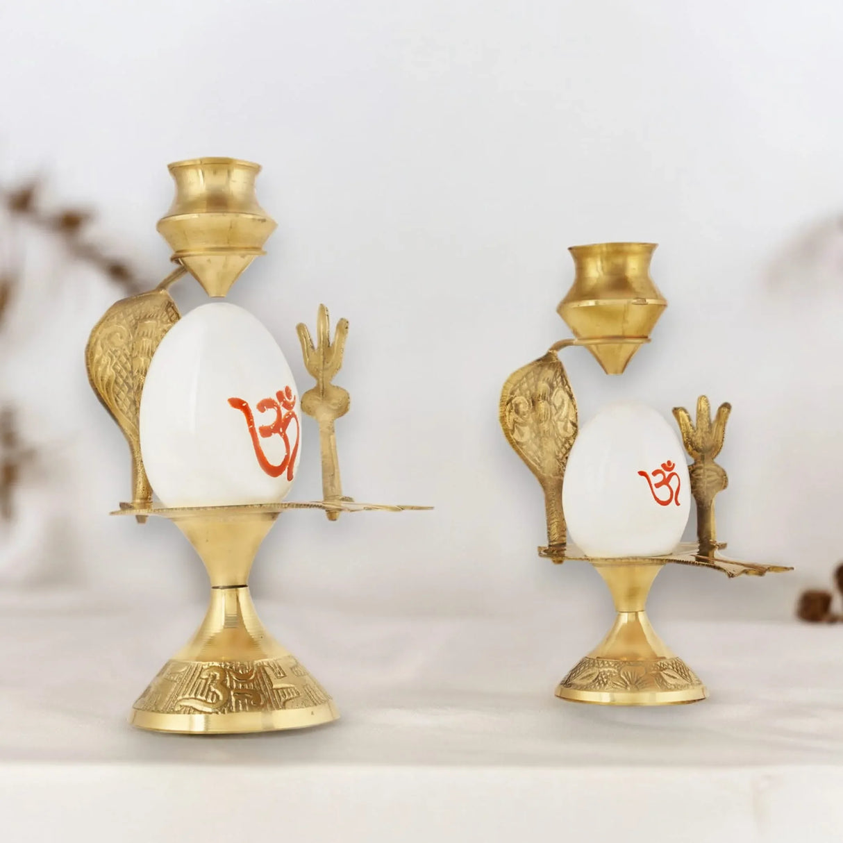 Shiva Lingam Shivling with Sheshnag Trishul Copper Stand & Matki (lota) for Hindu Festive Pooja Maha Shivratri Indian Puja Home Temple Mandir Decor -white Lord Shiva Om Sculpture (4/5 Inch) - LoveNspire