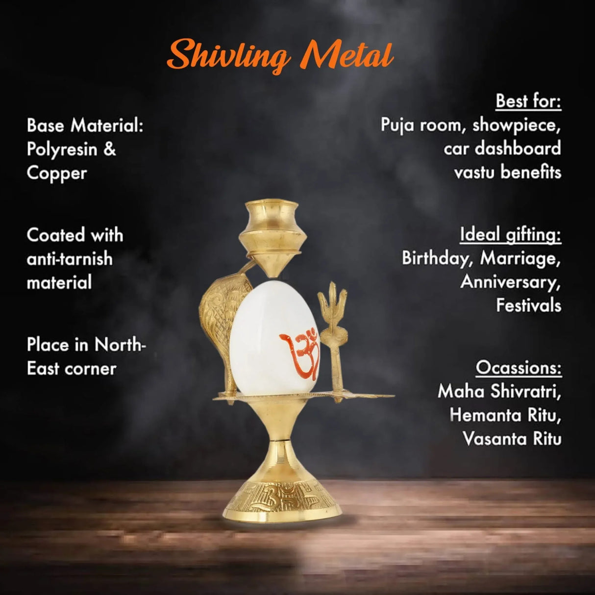 Shiva Lingam Shivling with Sheshnag Trishul Copper Stand & Matki (lota) for Hindu Festive Pooja Maha Shivratri Indian Puja Home Temple Mandir Decor -white Lord Shiva Om Sculpture (4/5 Inch) - LoveNspire