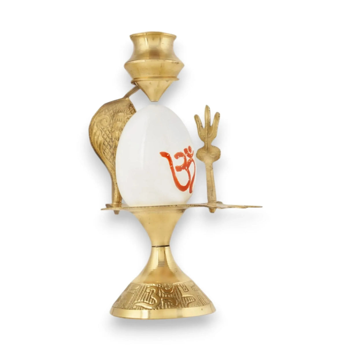 Shiva Lingam Shivling with Sheshnag Trishul Copper Stand & Matki (lota) for Hindu Festive Pooja Maha Shivratri Indian Puja Home Temple Mandir Decor -white Lord Shiva Om Sculpture (4/5 Inch) - LoveNspire
