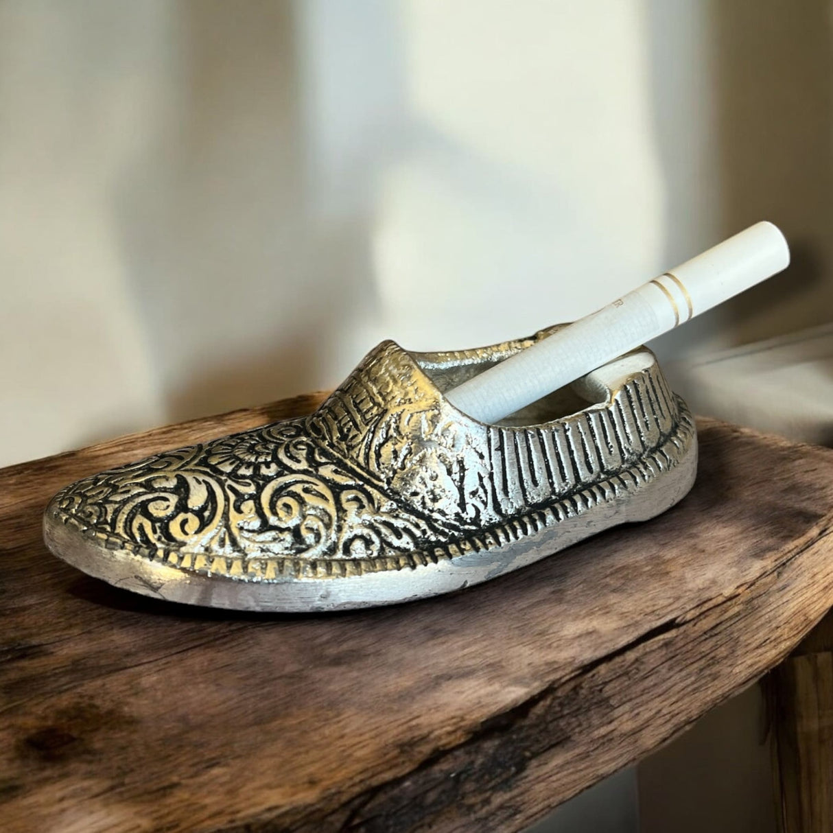 Ashtray German Silver Shoe Shape Ash Tray Tabletop Cigarette Ashtrays for Outdoor, Indoor, Home, Office, and Restaurant Use - Patio Desktop Decor Cigar Ash Holder Gift for Smokers Men Women - LoveNspire