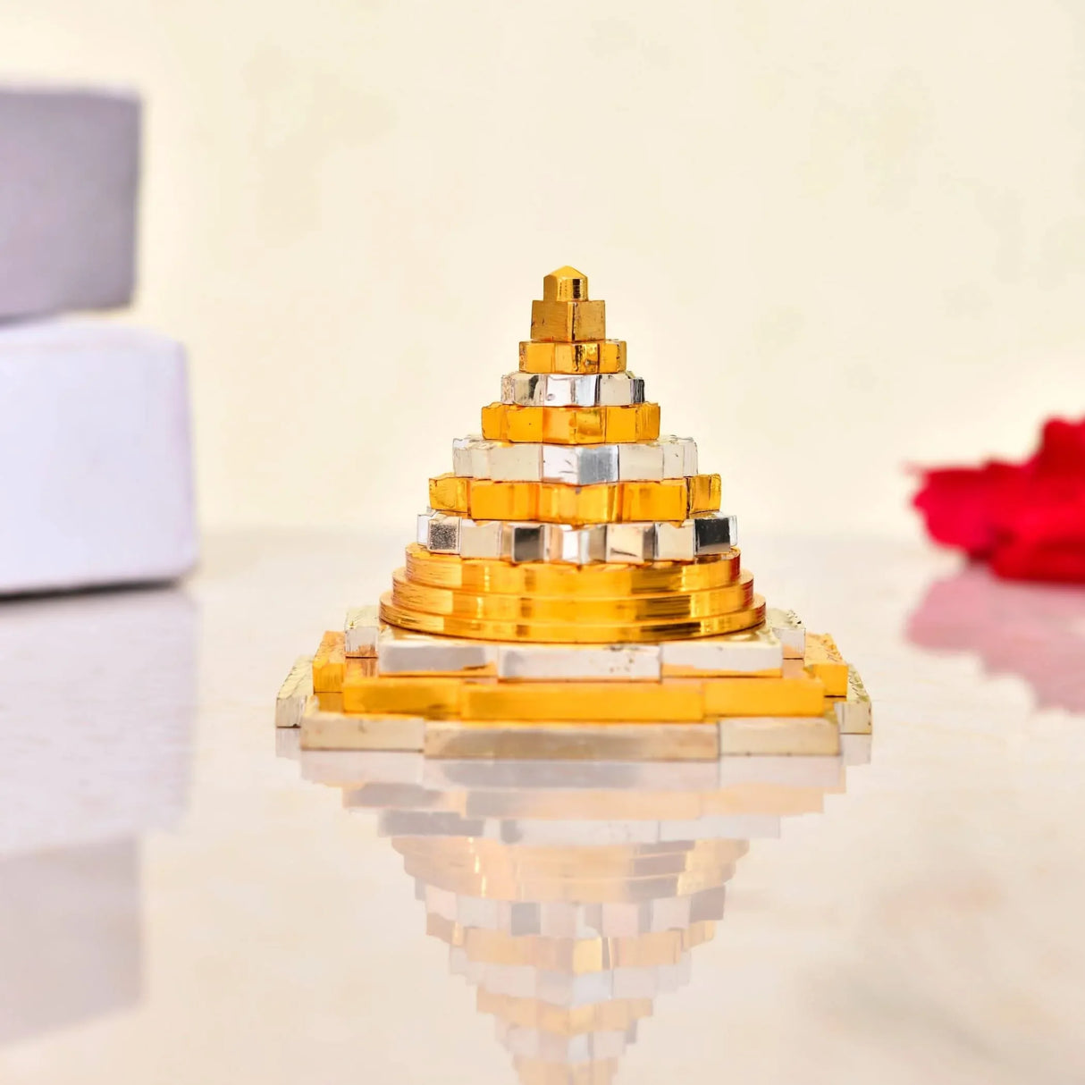 Shree Yantra Sri Chakra Meru Laxmi Yantra for Good Luck Wealth Home Office Decor - Perfect for Meditation Spiritual Blessings (3 Inch) - LoveNspire