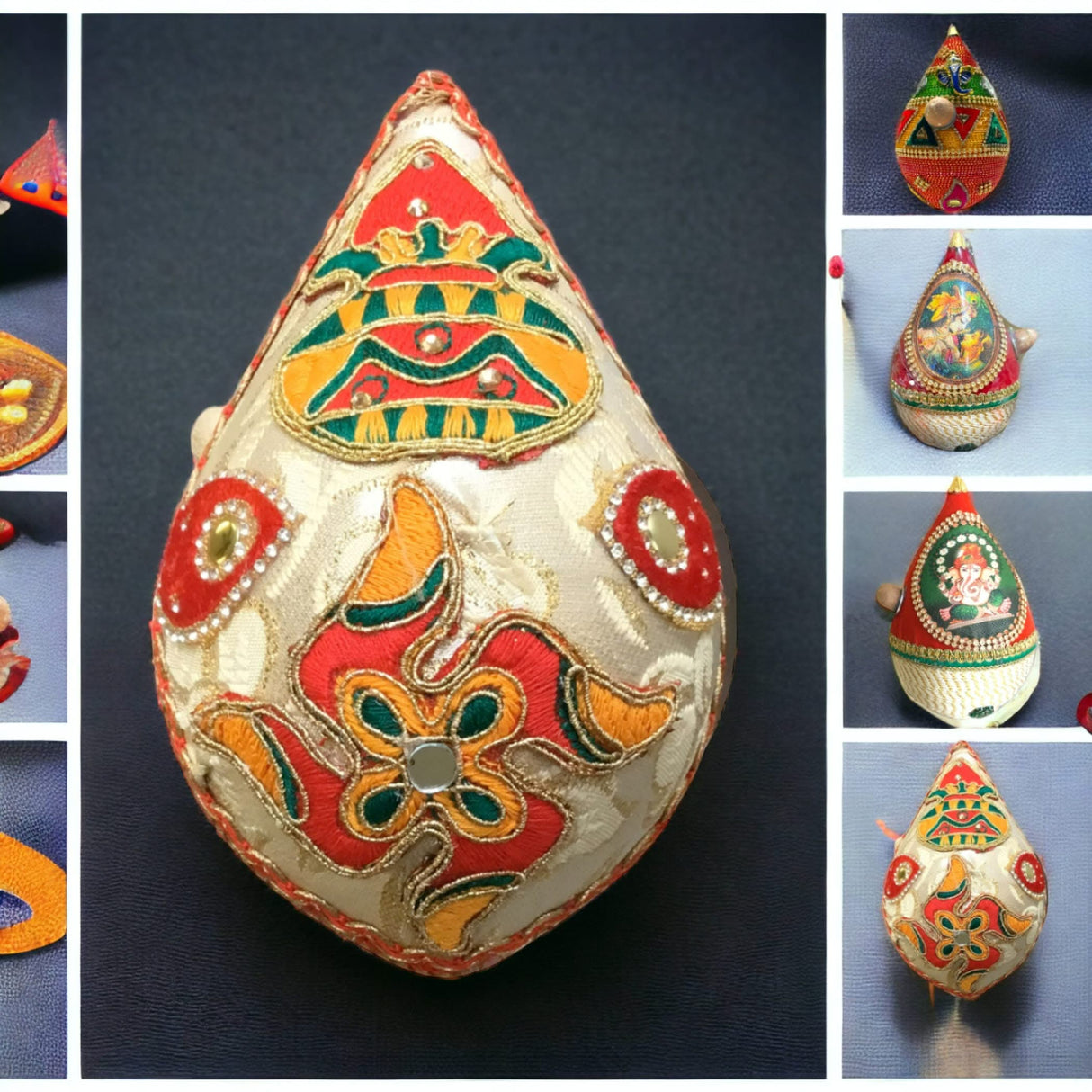 Shriphal Mangal Kalash Decorated Coconut for Wedding Shagun Decorative Nariyal Mangal Nariyal Kalash Set Wedding Pooja Nariyal Decorated Nariyal for Indian Festival Gifts - LoveNspire