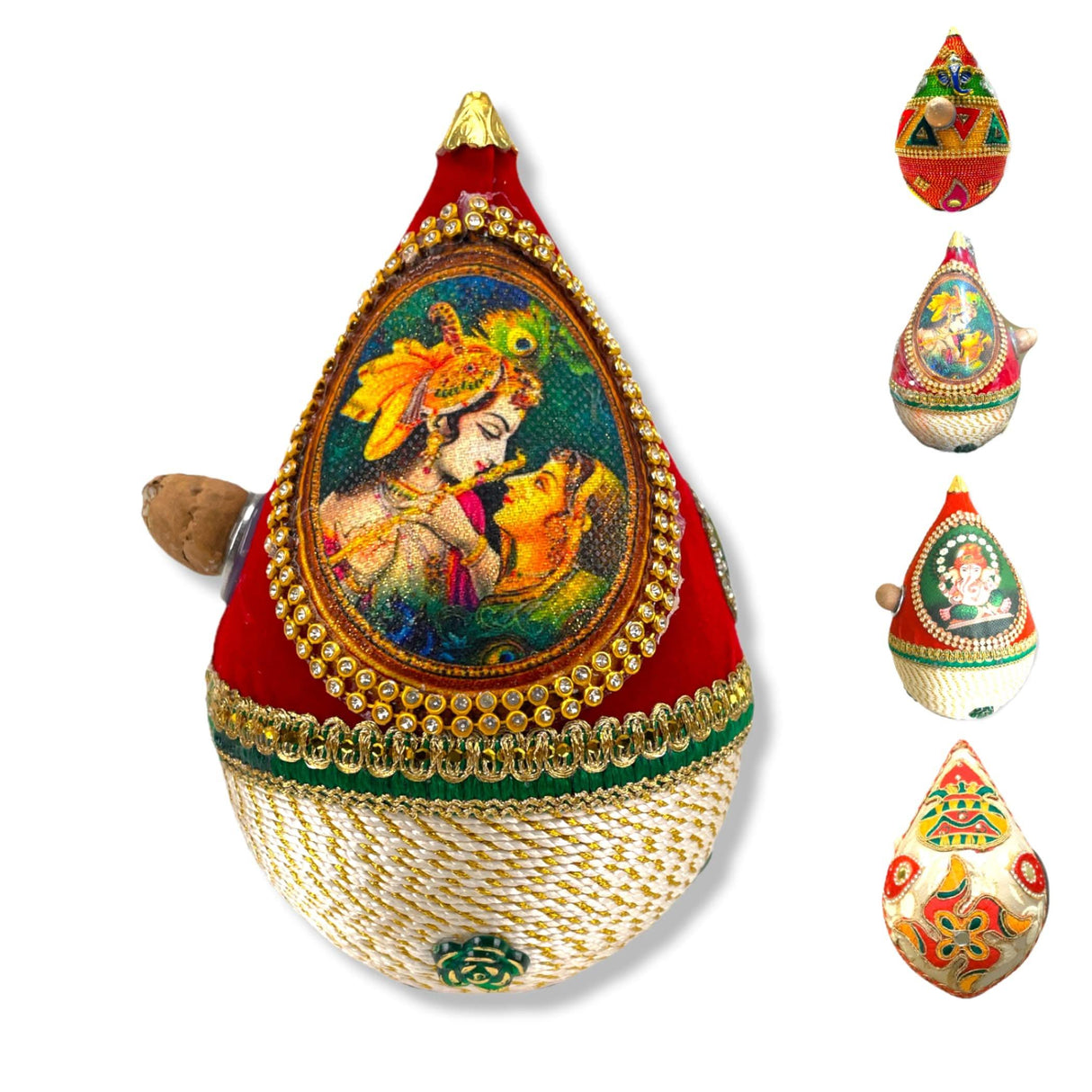 Shriphal Mangal Kalash Decorated Coconut for Wedding Shagun Decorative Nariyal Mangal Nariyal Kalash Set Wedding Pooja Nariyal Decorated Nariyal for Indian Festival Gifts - LoveNspire