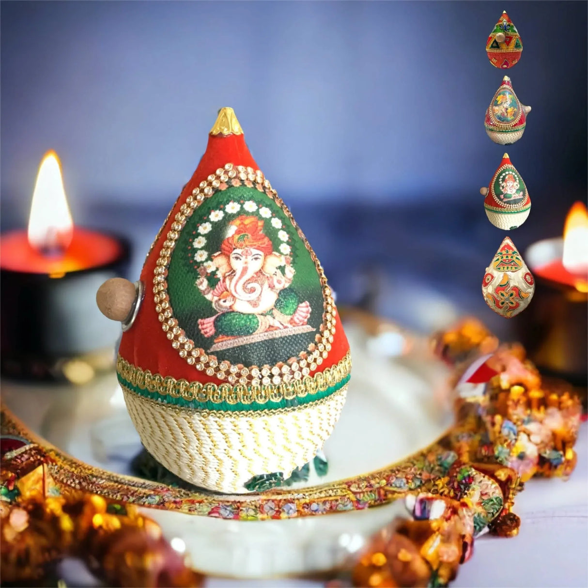Shriphal Mangal Kalash Decorated Coconut for Wedding Shagun Decorative Nariyal Mangal Nariyal Kalash Set Wedding Pooja Nariyal Decorated Nariyal for Indian Festival Gifts - LoveNspire