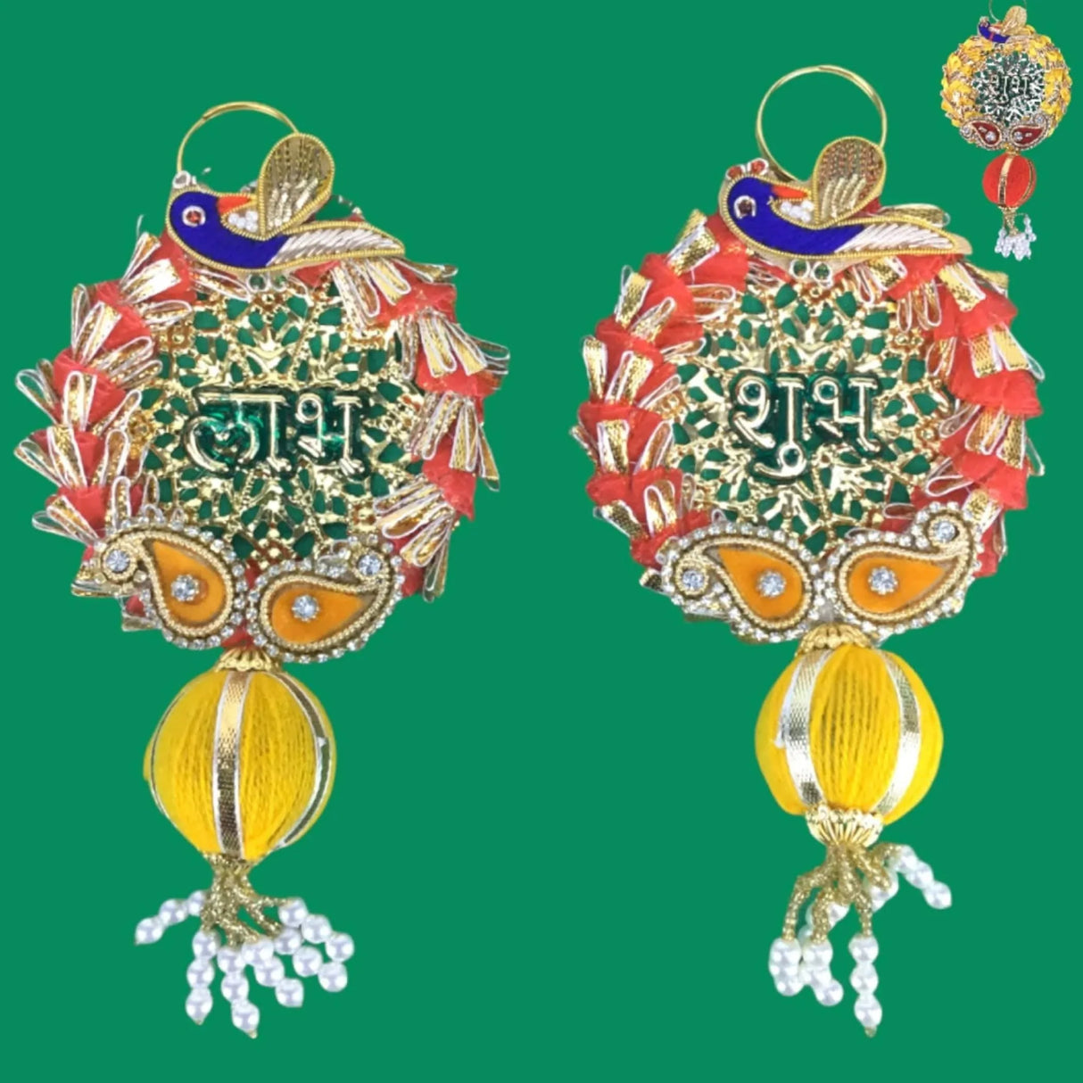 Shubh Labh Diwali Meenakari Rangoli Hangings, Traditional Indian Hindu Gift & Decor Item for Home Office Floor / Wall Hanging Decoration - LoveNspire