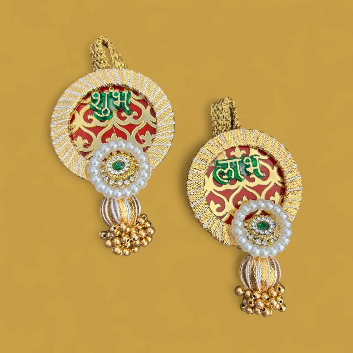 Shubh Labh Hanging Decor Indian Traditional Gift Item for Office Home Entrance Decor Wall Art Diwali Decoration Housewarming Wedding Return Gifts Deepawali Puja Temple Decor - LoveNspire