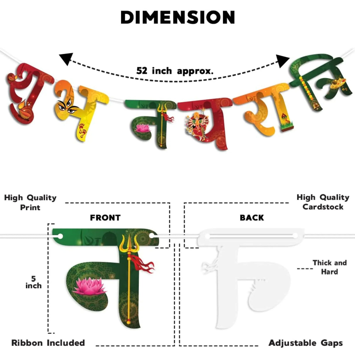 Shubh Navratri Banner for Hindu Navaratri Festival Celebration Bunting Diy Home Temple Indoor Outdoor Decoration Indian Party Supplies Durga Pooja Garba Decor Ideas - LoveNspire