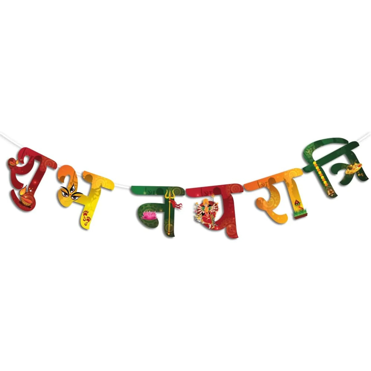 Shubh Navratri Banner for Hindu Navaratri Festival Celebration Bunting Diy Home Temple Indoor Outdoor Decoration Indian Party Supplies Durga Pooja Garba Decor Ideas - LoveNspire