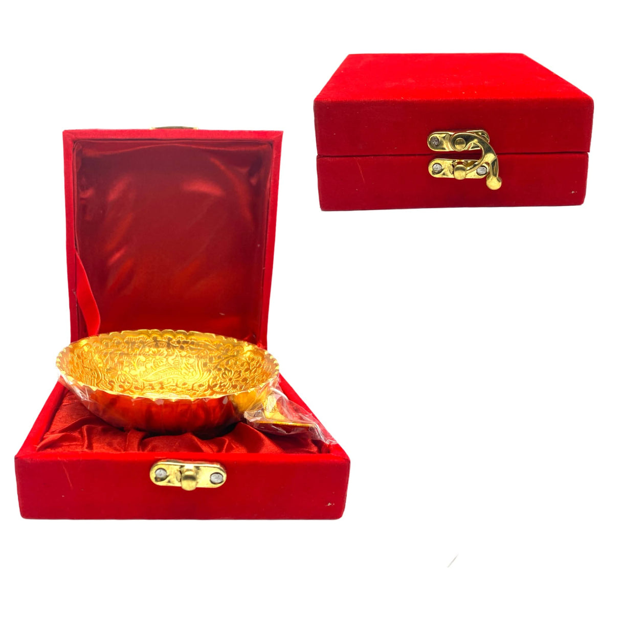 Gold Silver Plated Bowl Spoon Set German Silver Bowl Dry Fruits Dessert Serving Set Diwali Navratri Christmas Eid Wedding Housewarming Return Gifts Puja Favor - Home Decor Corporate Gift - LoveNspire