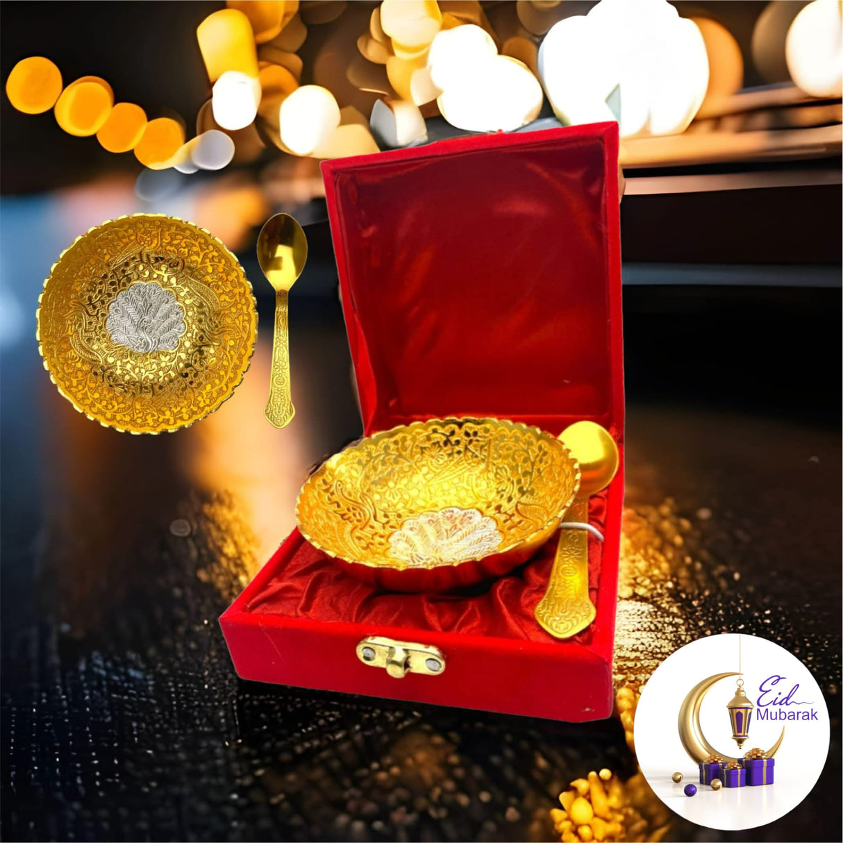 Gold Silver Plated Bowl Eid Gift Box, Eid Mubarak Gift, Ramadan Eid Gift, Islamic Gifts, Muslim Gift, Eid Favors, Eid Gift Hamper - LoveNspire
