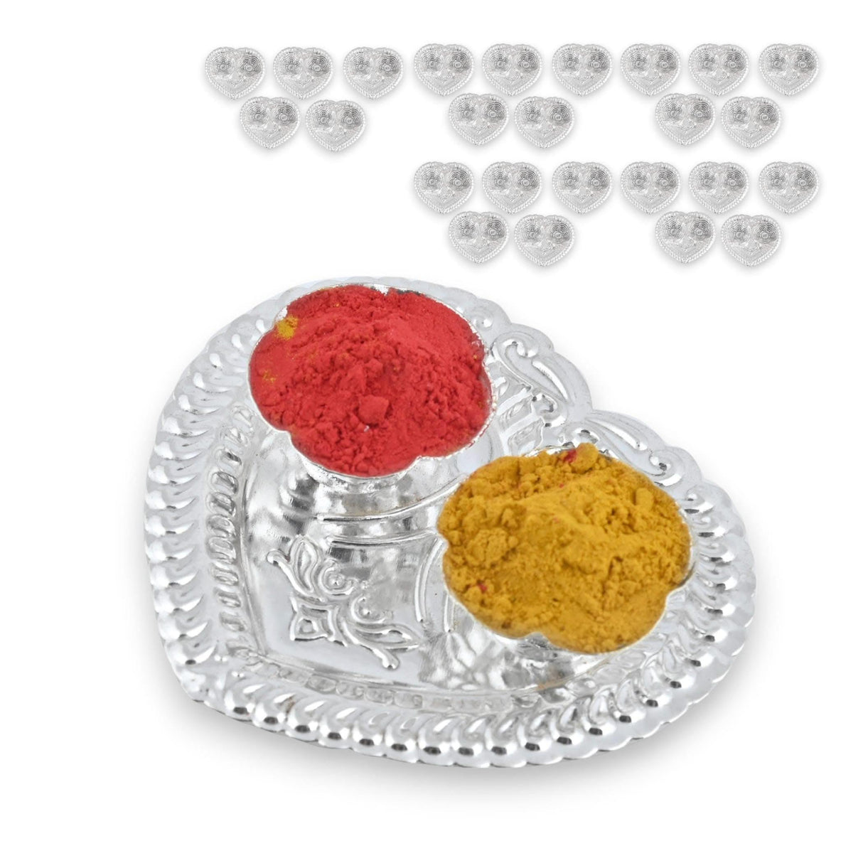 Silver Plated Haldi Kumkum Holder for Home Temple Decor Haldi Kumkum Stand Rakhi Diwali Gift Indian Festival Puja Wedding Favor Birthday Housewarming Return Gifts Roli Chawal/rice Holder - LoveNspire