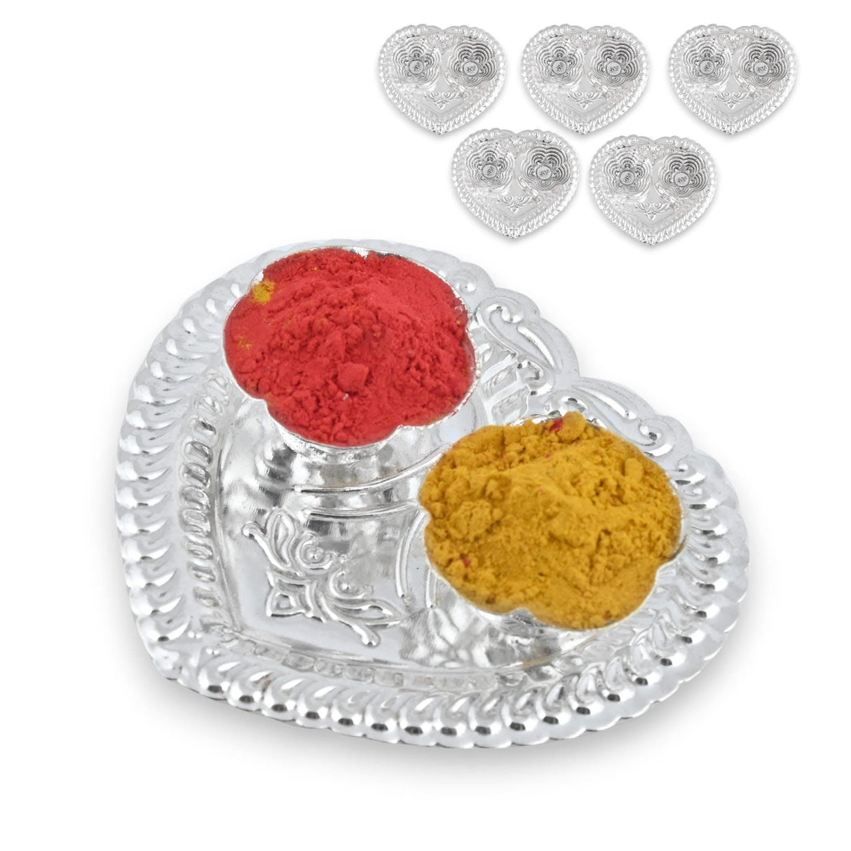 Silver Plated Haldi Kumkum Holder for Home Temple Decor Haldi Kumkum Stand Rakhi Diwali Gift Indian Festival Puja Wedding Favor Birthday Housewarming Return Gifts Roli Chawal/rice Holder - LoveNspire