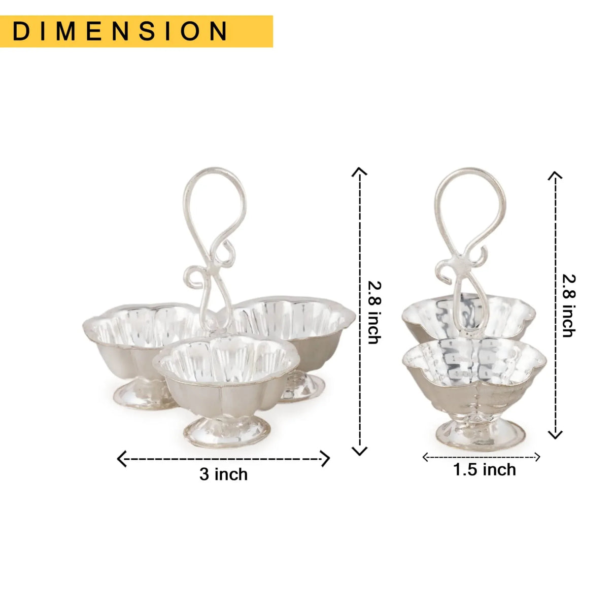 Silver Plated Haldi Kumkum Holder for Home Temple Decorative Haldi Kumkum Stand Diwali Gift Indian Festival Puja Wedding Favor Birthday Housewarming Return Gifts Roli Chawal/rice Holder - LoveNspire