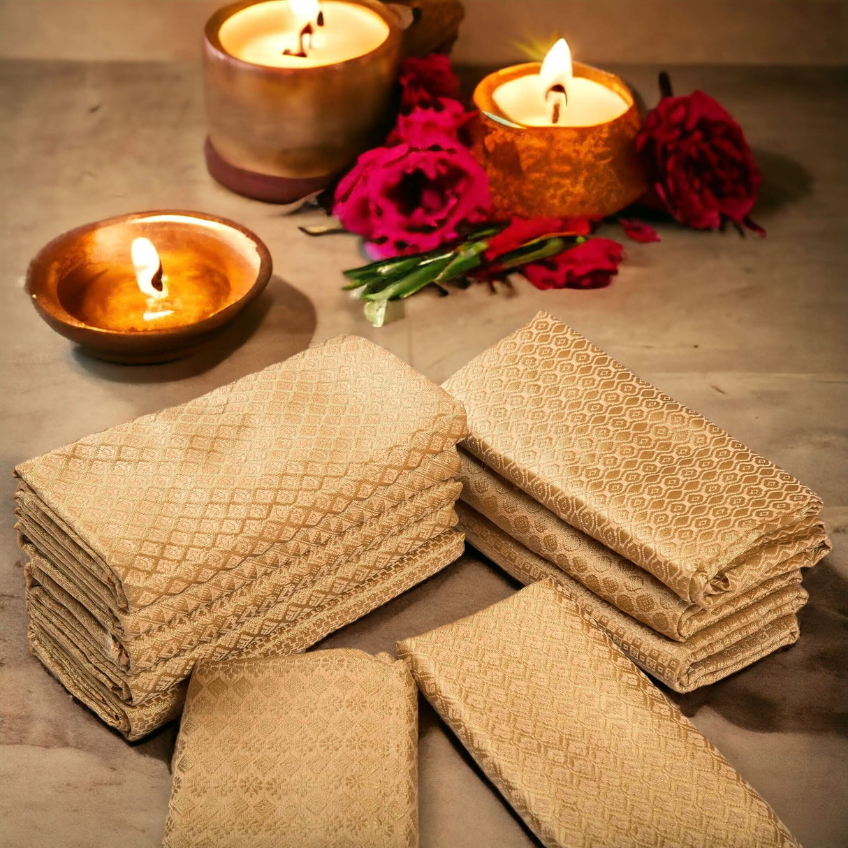 Golden Unstitched Saree Blouse Pieces Woven Brocade Fabric for Women Return Gifts for Pooja Housewarming Golden Colors - LoveNspire