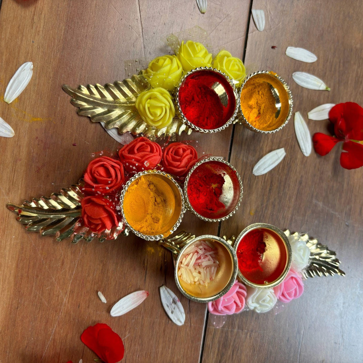 Small and Very Light Flower Haldi Kumkum Holder, Thambolam, Pooja Favor, Diwali Gift, Diwali Favor, Deewali Decor, Haldikumkum Plate, Pooja Return Gift - LoveNspire