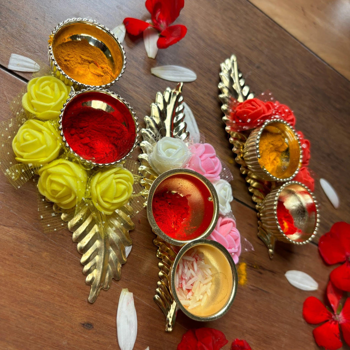 Small and Very Light Flower Haldi Kumkum Holder, Thambolam, Pooja Favor, Diwali Gift, Diwali Favor, Deewali Decor, Haldikumkum Plate, Pooja Return Gift - LoveNspire