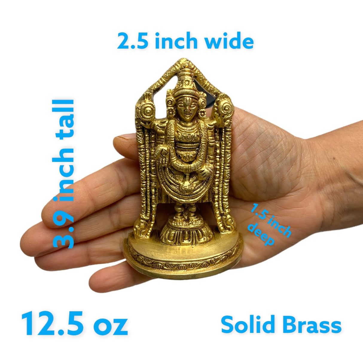 Small Brass Balaji and Venkateswara Idol Statue Gold Finished Tirupati Balaji Statues Incarnation of Lord Vishnu Sculpture Pooja Gift Living Room Mandir Decorative Showpiece - LoveNspire