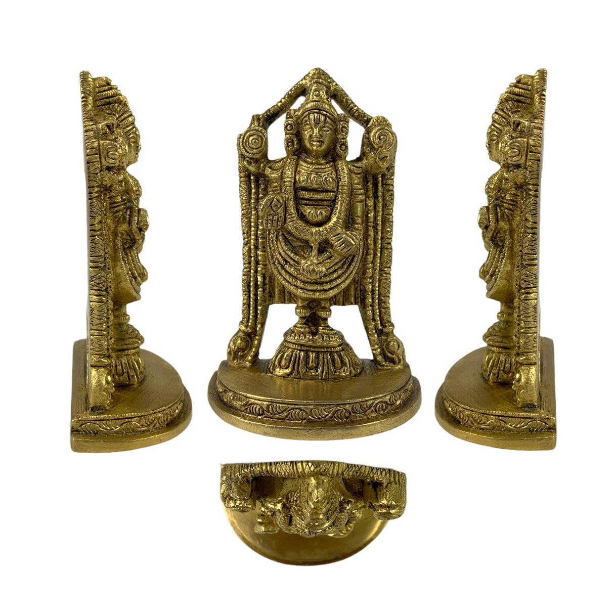 Small Brass Balaji and Venkateswara Idol Statue Gold Finished Tirupati Balaji Statues Incarnation of Lord Vishnu Sculpture Pooja Gift Living Room Mandir Decorative Showpiece - LoveNspire