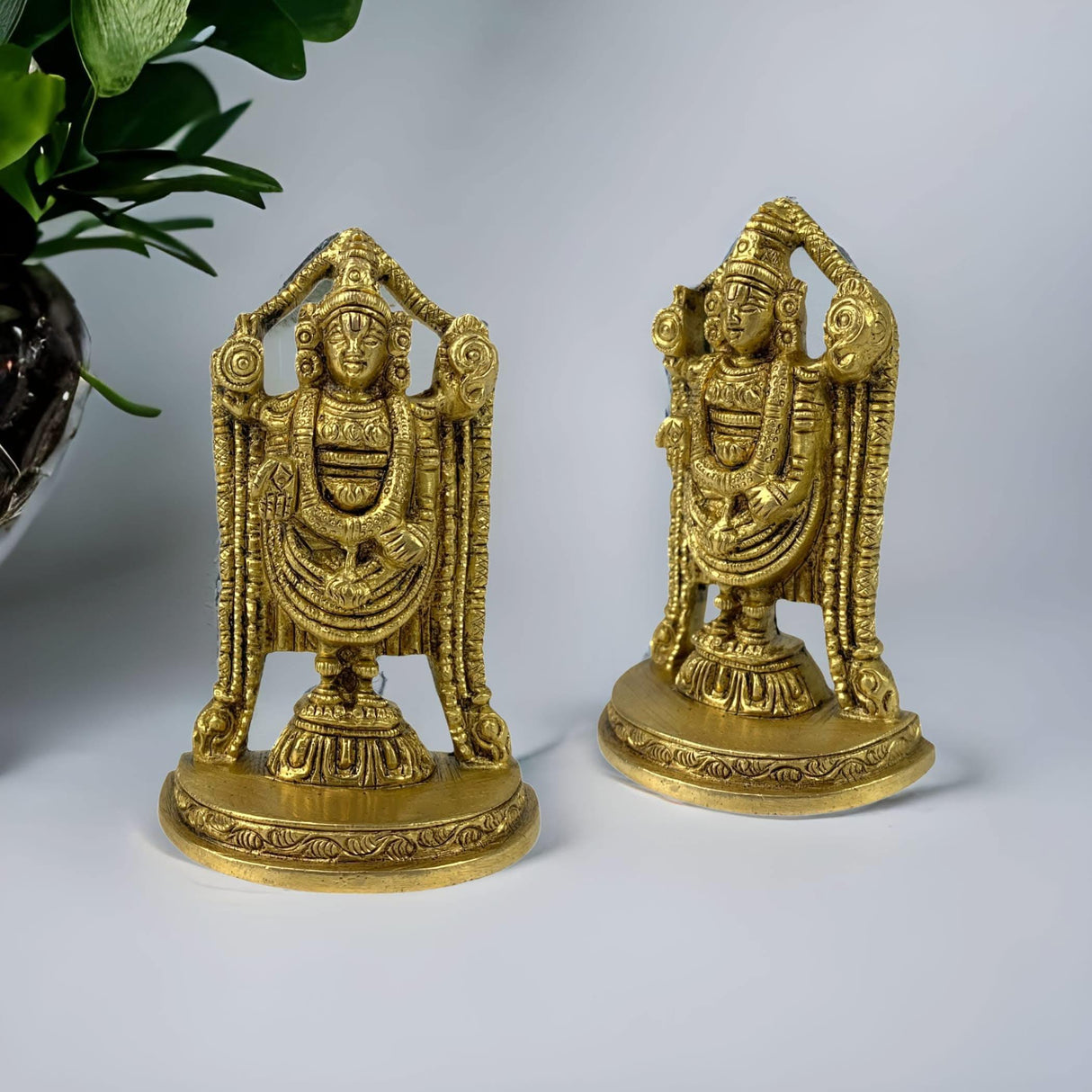 Small Brass Balaji and Venkateswara Idol Statue Gold Finished Tirupati Balaji Statues Incarnation of Lord Vishnu Sculpture Pooja Gift Living Room Mandir Decorative Showpiece - LoveNspire