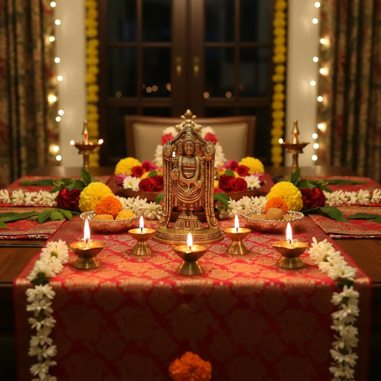 Small Brass Balaji and Venkateswara Idol Statue Gold Finished Tirupati Balaji Statues Incarnation of Lord Vishnu Sculpture Pooja Gift Living Room Mandir Decorative Showpiece - LoveNspire