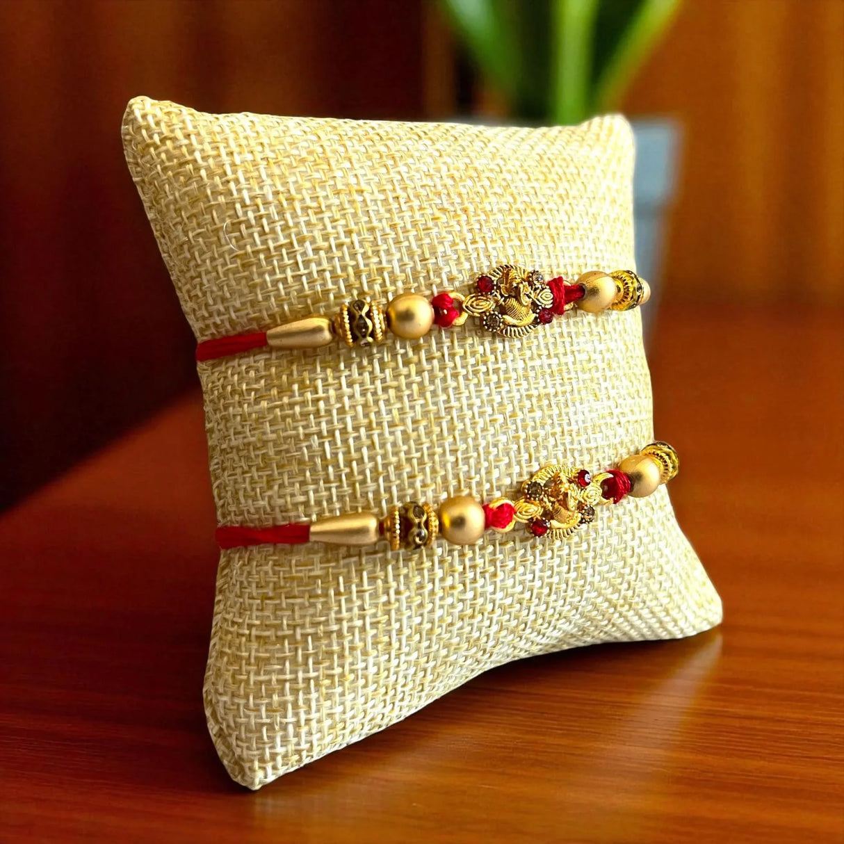 2CT Ganesha Rakhi for Brother Bhaiya Bhabhi Traditional Handmade Designer Rakhi Set Roli Chawal, Greeting Card Rakshabandhan Rakhi Bracelet Hemper Gift Thread Bracelet - LoveNspire