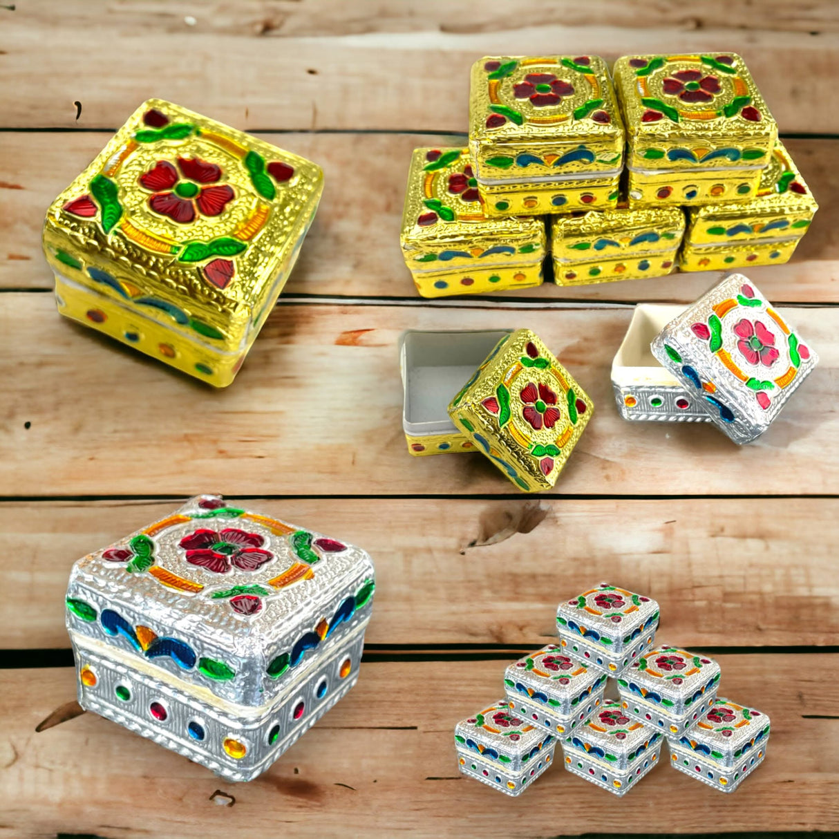 Small Golden / Silver Kumkum Holder, Jewelry Box, Pooja Return Gift, Navrathri Favor, Sindoor Dabbi, Sindoor, Diwali Gift, Diwali Favor - LoveNspire