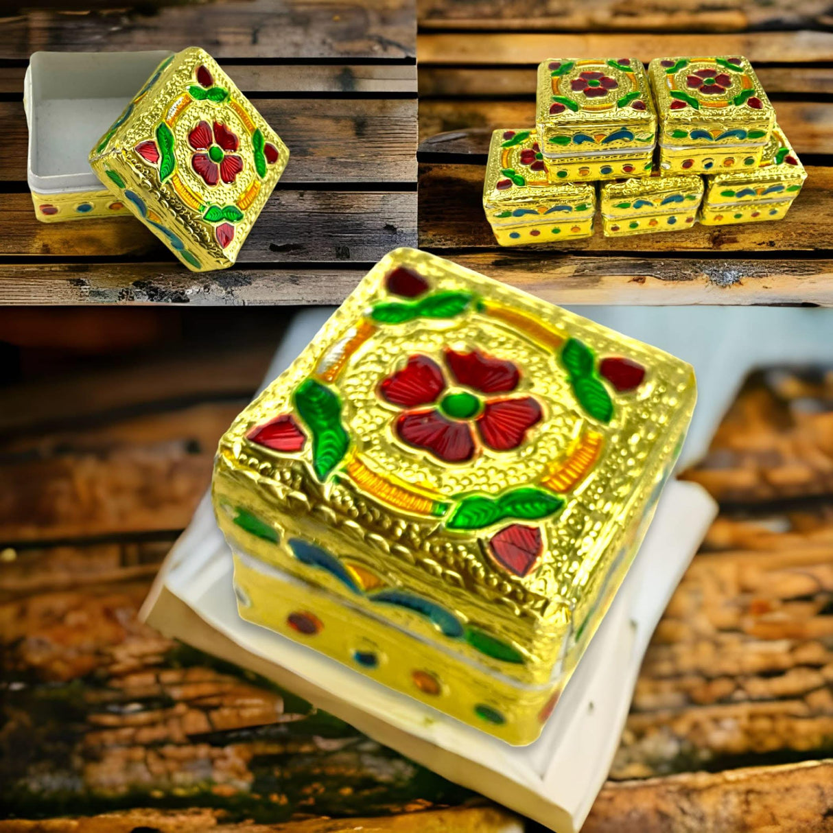 Small Golden / Silver Kumkum Holder, Jewelry Box, Pooja Return Gift, Navrathri Favor, Sindoor Dabbi, Sindoor, Diwali Gift, Diwali Favor - LoveNspire