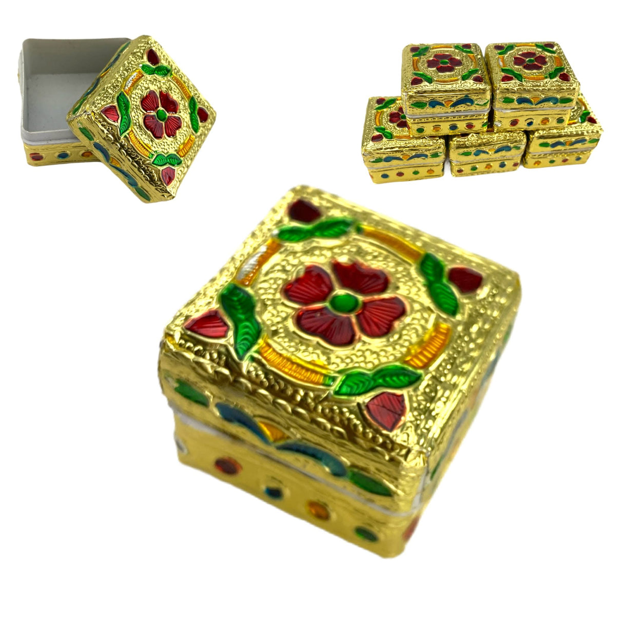 Small Golden / Silver Kumkum Holder, Jewelry Box, Pooja Return Gift, Navrathri Favor, Sindoor Dabbi, Sindoor, Diwali Gift, Diwali Favor - LoveNspire