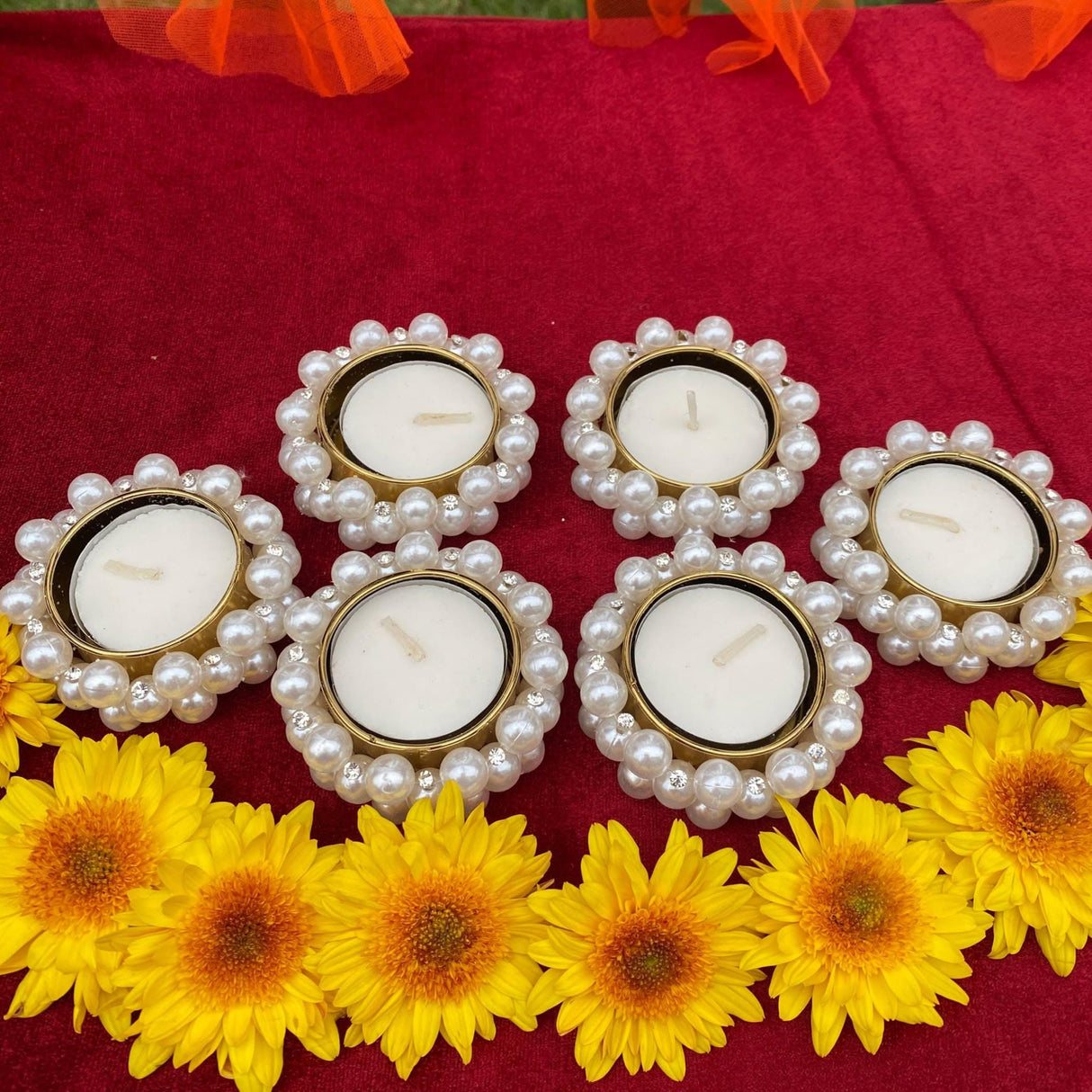 Bulk - Small Pearl Tealight Candle Holder – Festive T-light Stand for Diwali, Navratri, Christmas, Thanksgiving, Housewarming & Home Decor Centerpiece Dining Table ko - LoveNspire