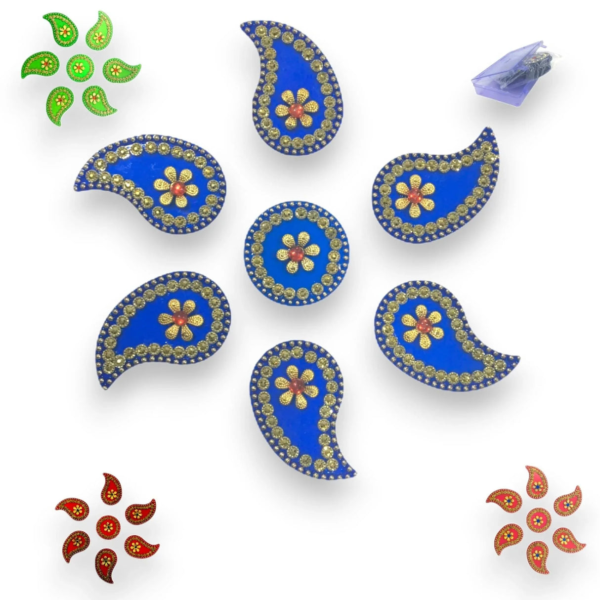 Diya Floor Rangoli Indian Traditional Handmade Reusable Acrylic Diya Rangoli Diwali Navratri Home Temple Decor Deepawali Wedding Housewarming Gift Floor Table Decoration (6.5 Inches) - LoveNspire